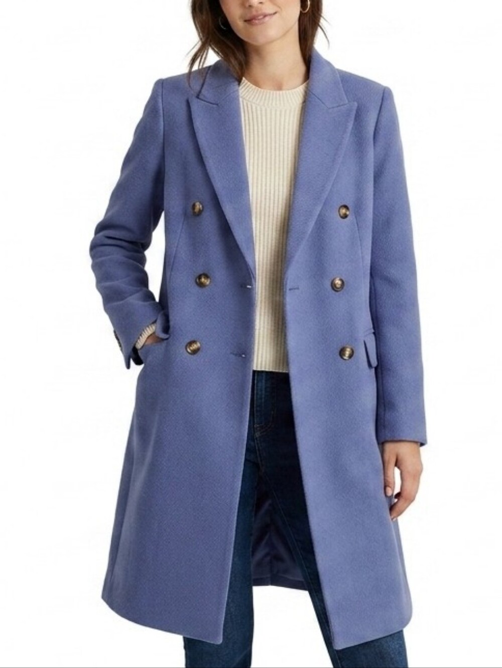 RW&CO. Double-Breasted Blue Pea Coat